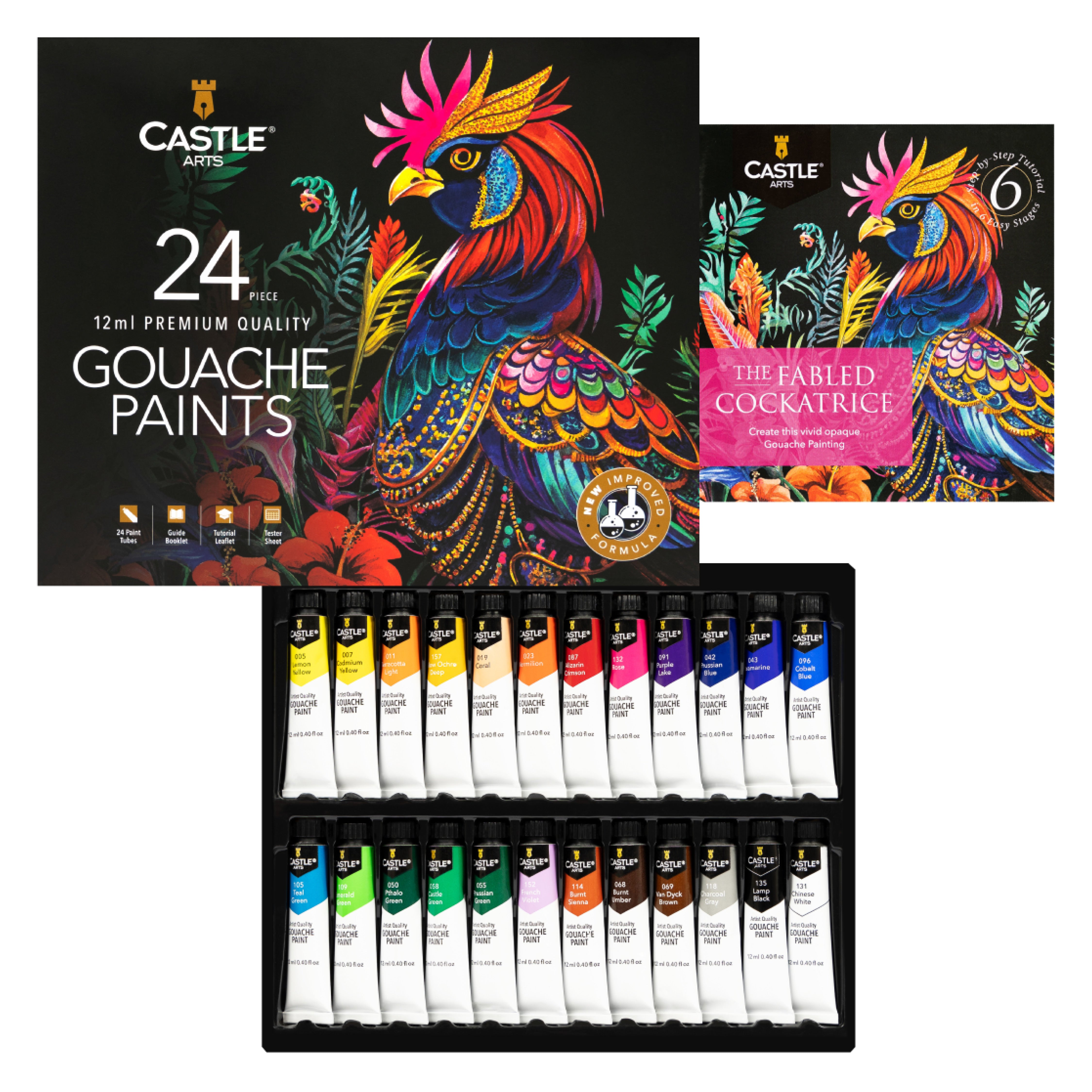 24 -częściowy zestaw farb gwaszu