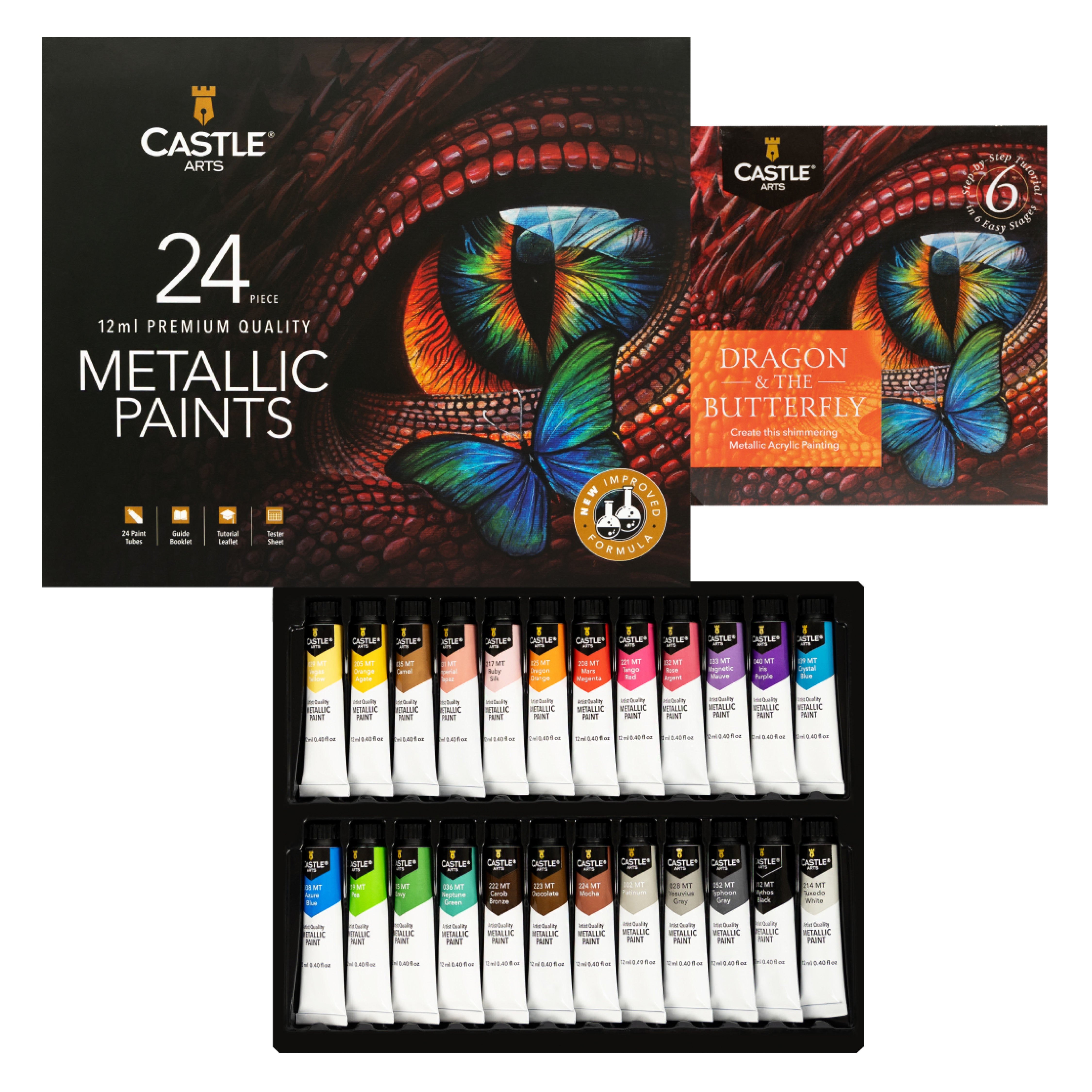 24 -częściowy metalowy zestaw farb akrylowych