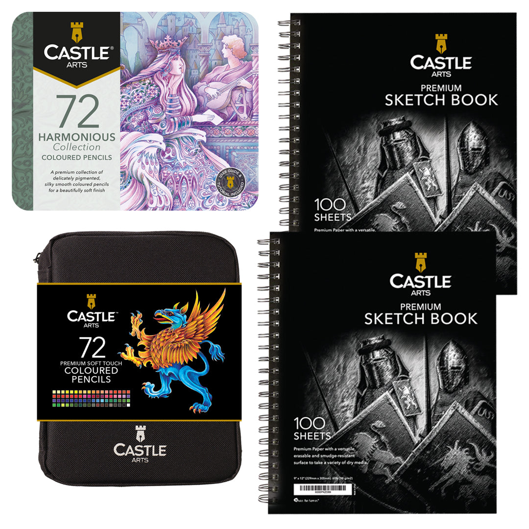 144 pièces crayons de couleur harmonieux pack zip et 2 carnets de croquis