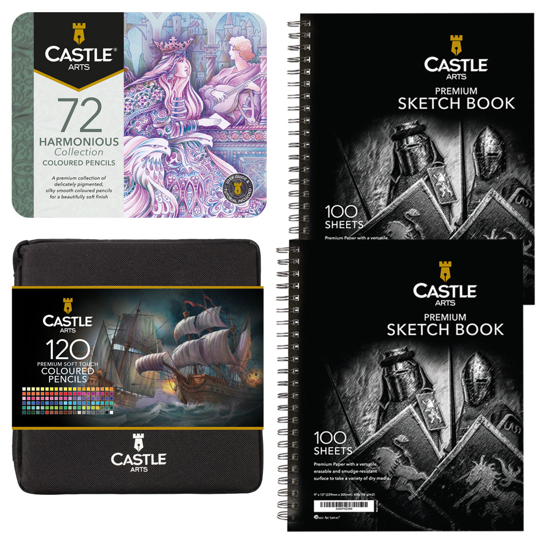 192 pièces crayons de couleur harmonieux pack zip et 2 carnets de croquis