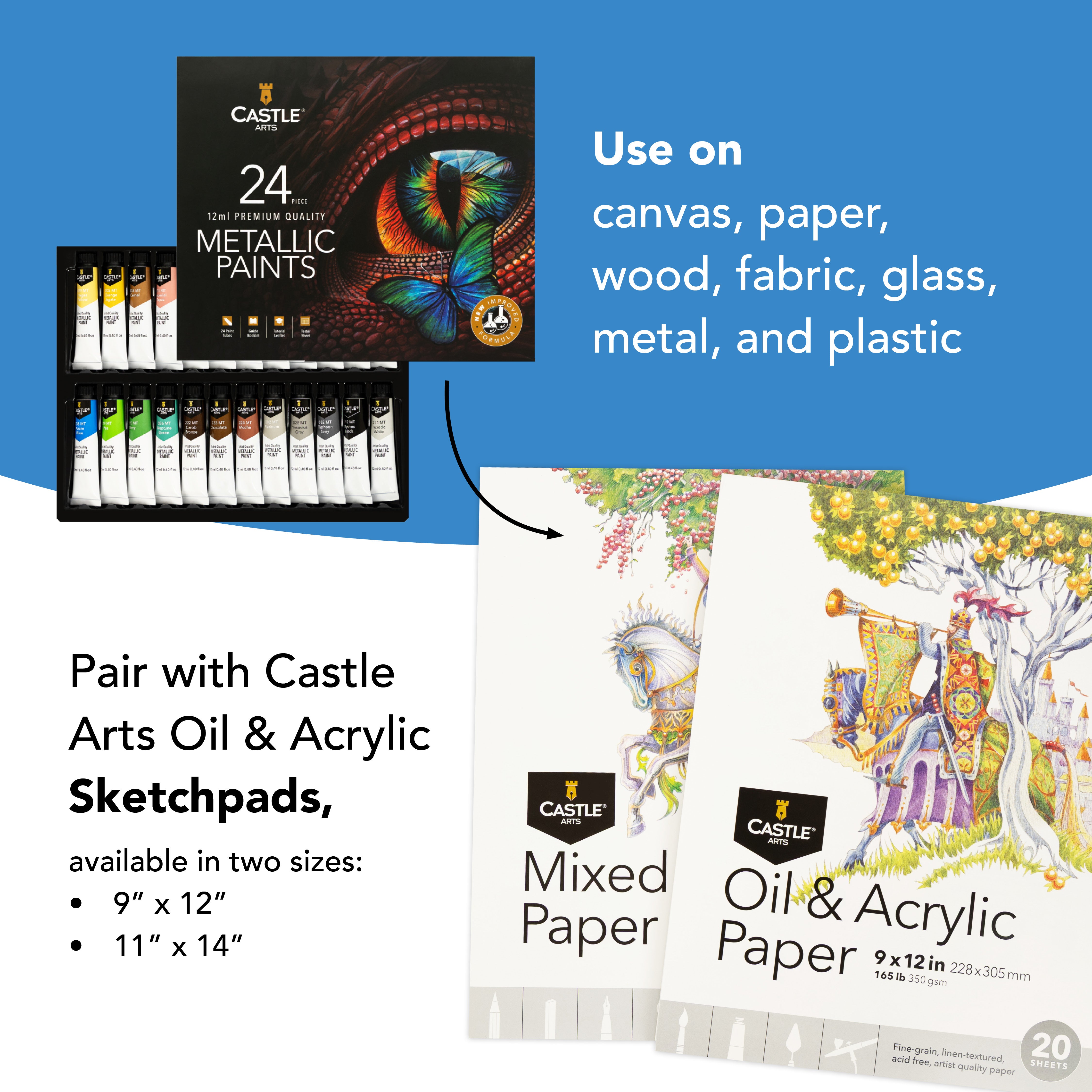 24 -częściowy metalowy zestaw farb akrylowych