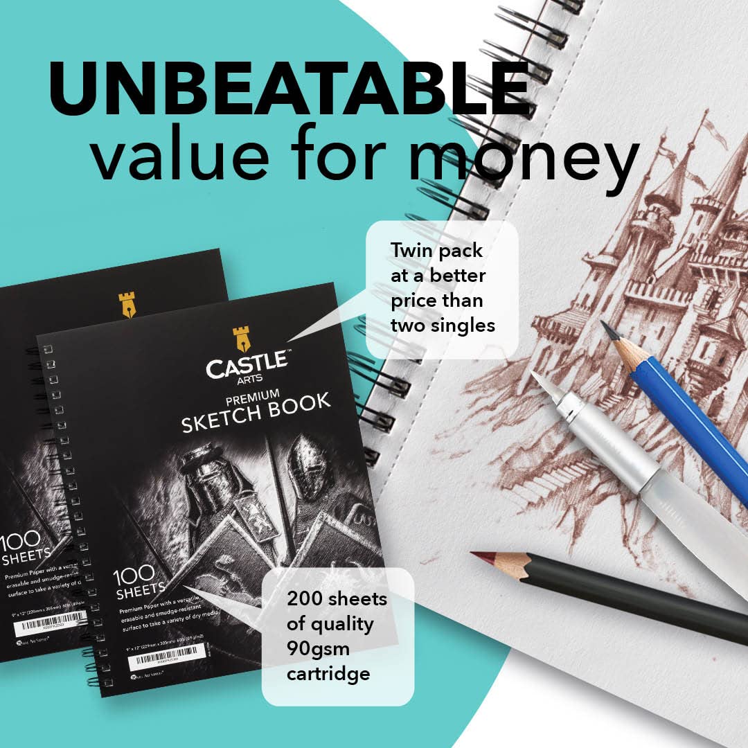 200 Seiten Sketchbook Double Pack 9 "x 12"