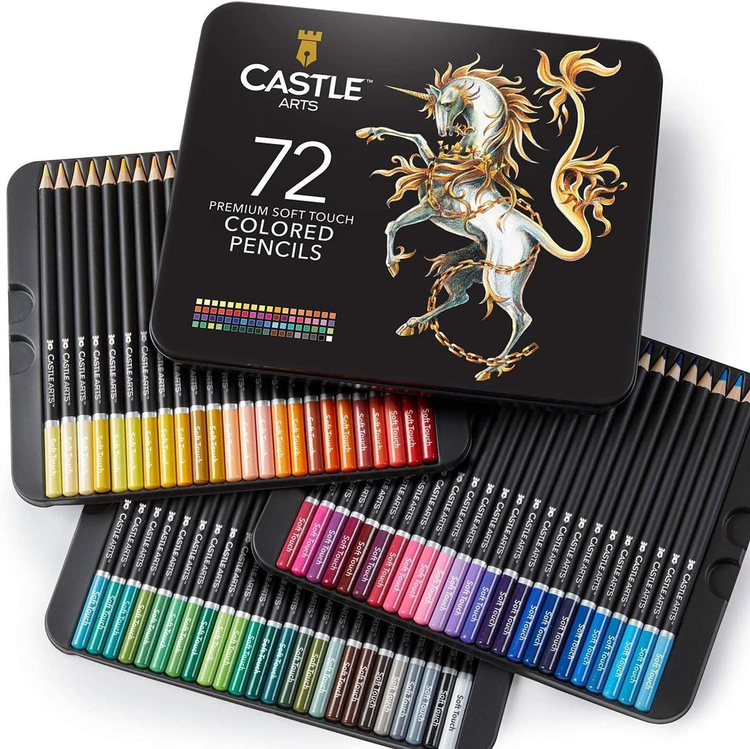 72 Pièces Crayons De Couleur Étain & 2 Carnets De Croquis Lot d'artistes