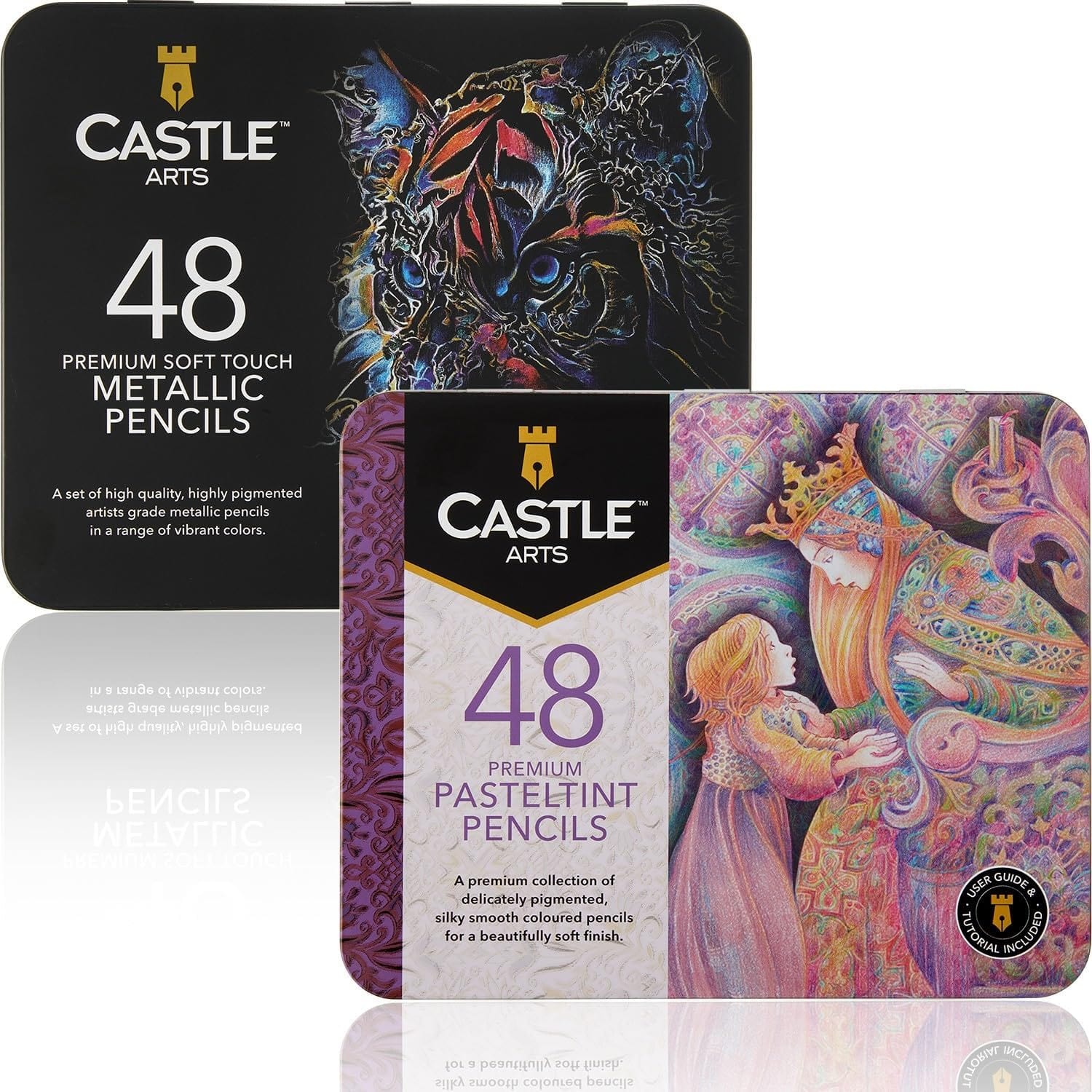 96 Piece Metallic & Pasteltint Coloured Pencils Tin Bundle