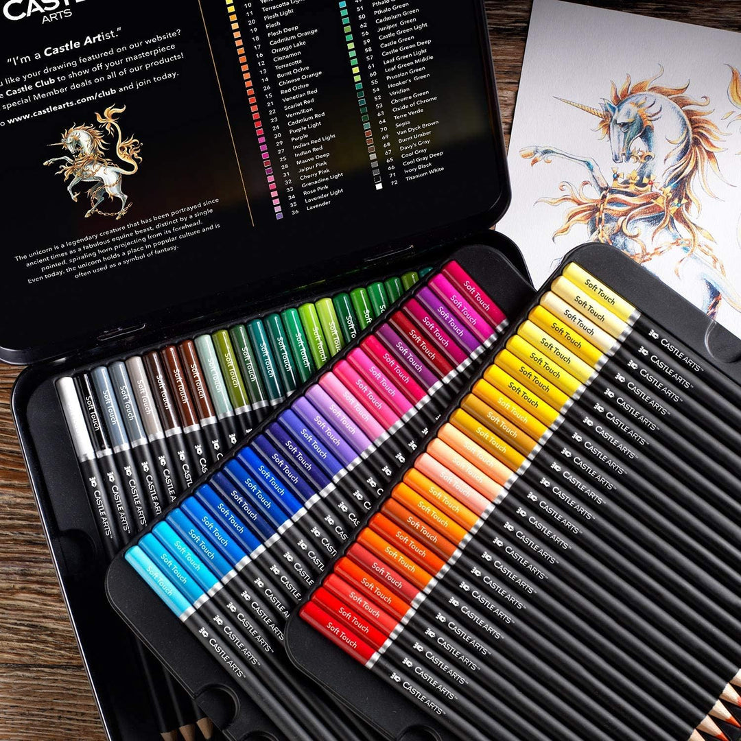 72 Pièces Crayons De Couleur Étain & 2 Carnets De Croquis Lot d'artistes