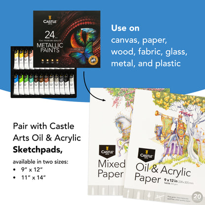 24 -częściowy metalowy zestaw farb akrylowych