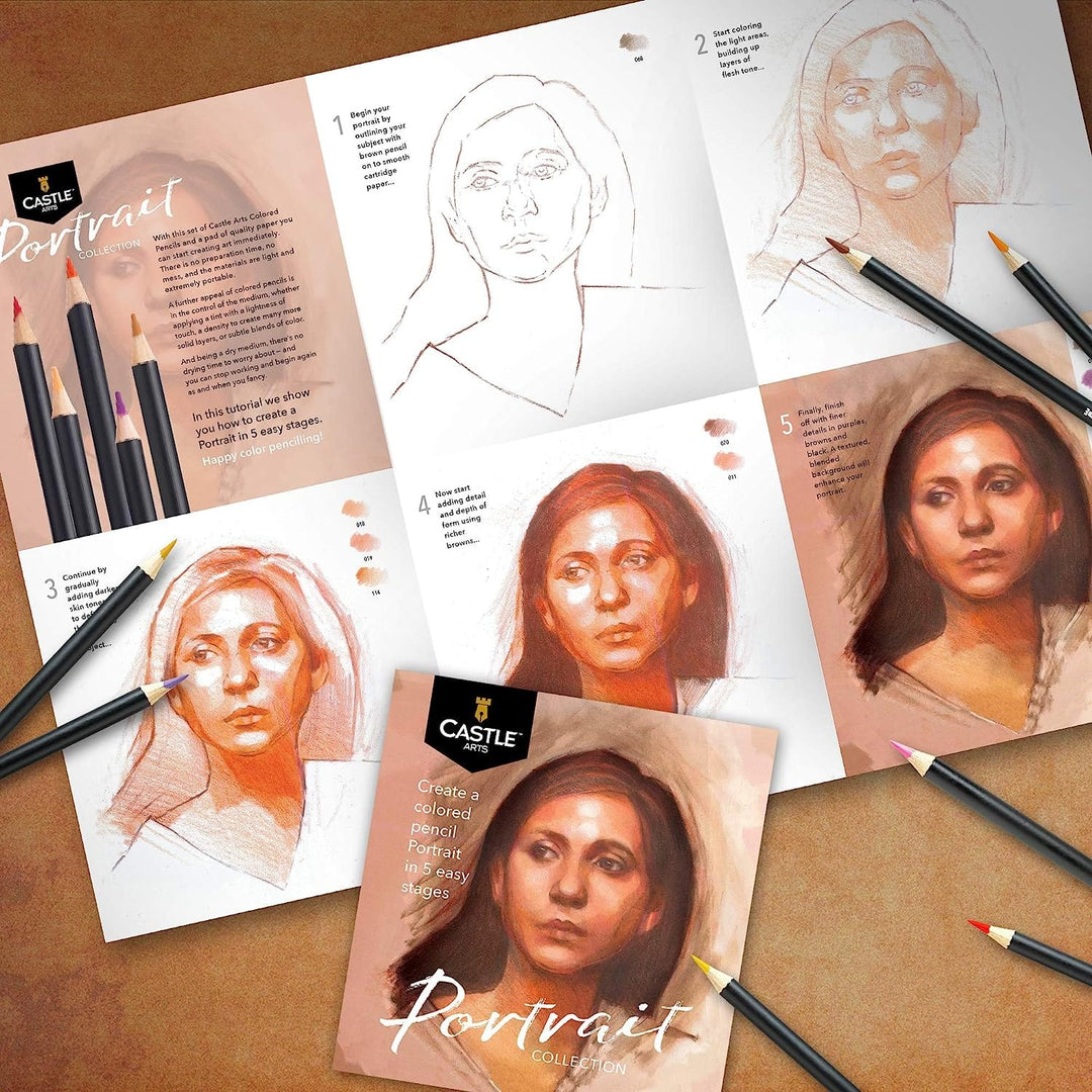 48 Pièces Crayons de Couleur Portrait & Paysage Marin Palette Ensemble