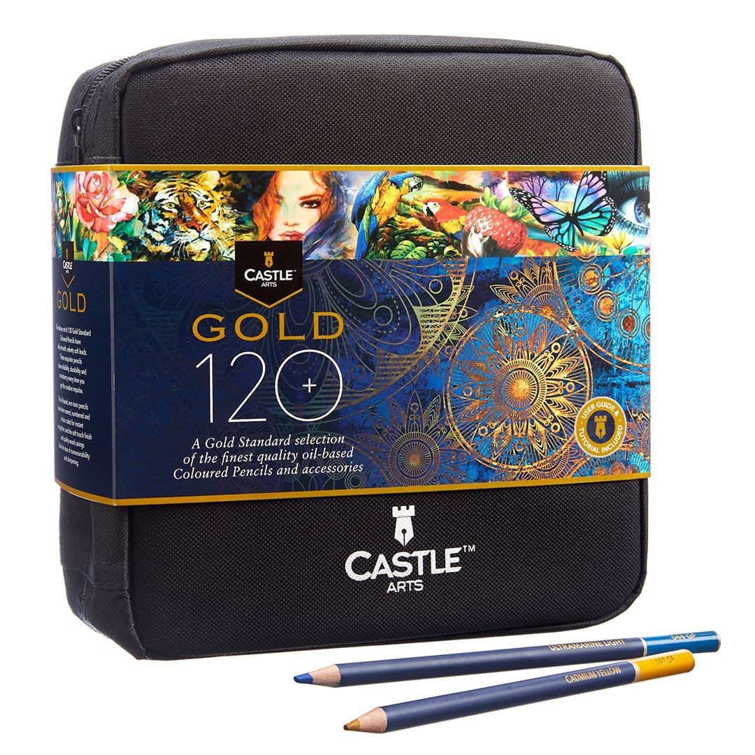 120 Pièces Crayons De Couleur Castle Gold Dans Un Étui À Fermeture Éclair
