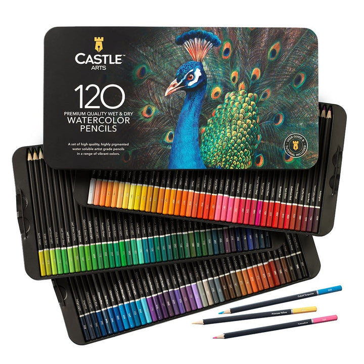 120 Pièces Crayons Aquarelle Dans Un Étui À Étain D'affichage