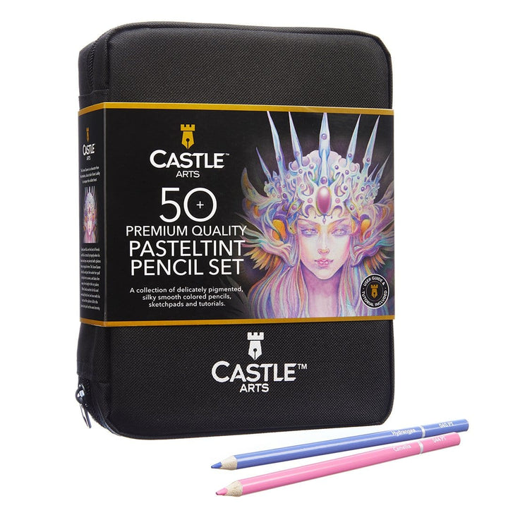 50 Pièces Crayons De Couleur Pastel Dans Un Étui À Fermeture Éclair