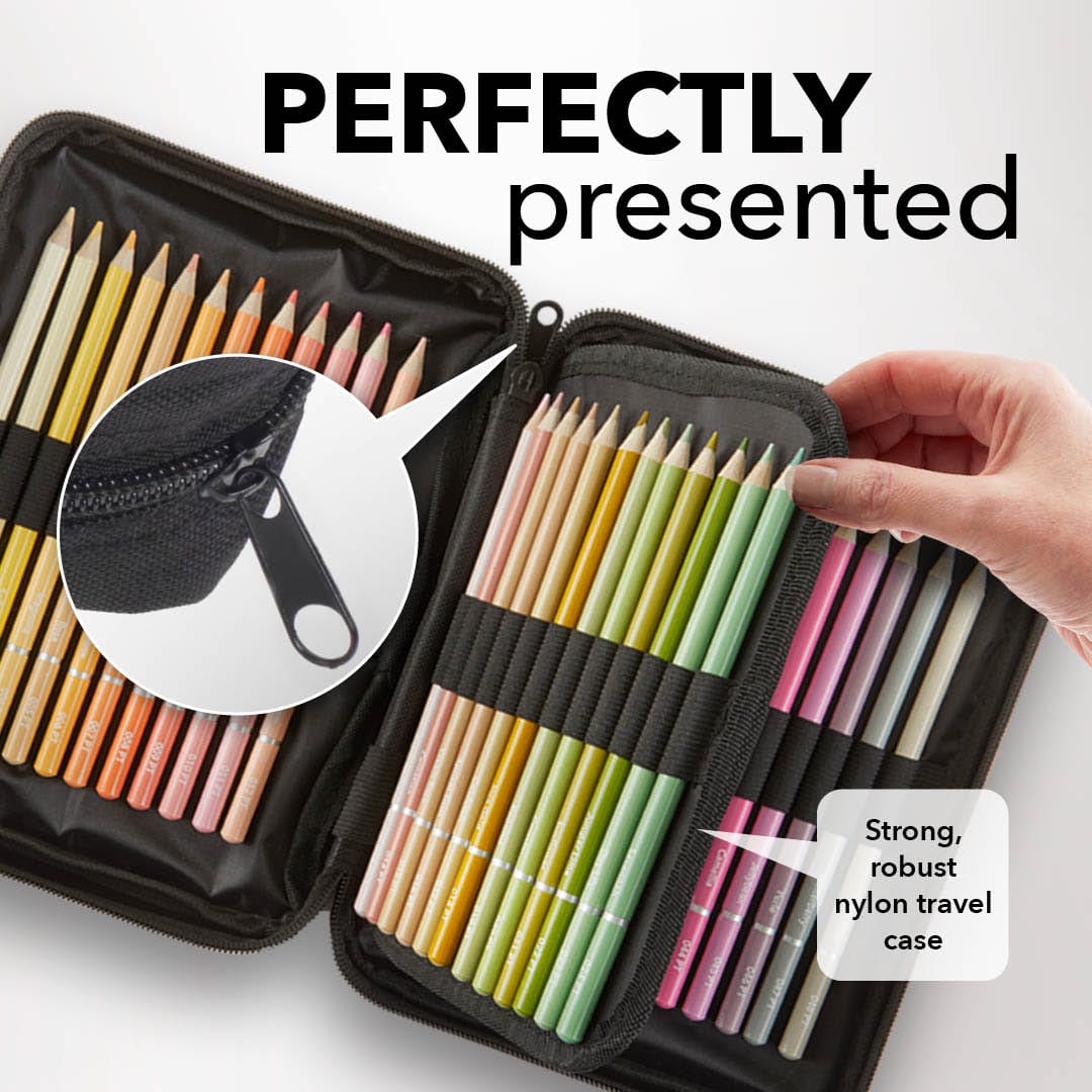 50 Pièces Crayons De Couleur Pastel Dans Un Étui À Fermeture Éclair