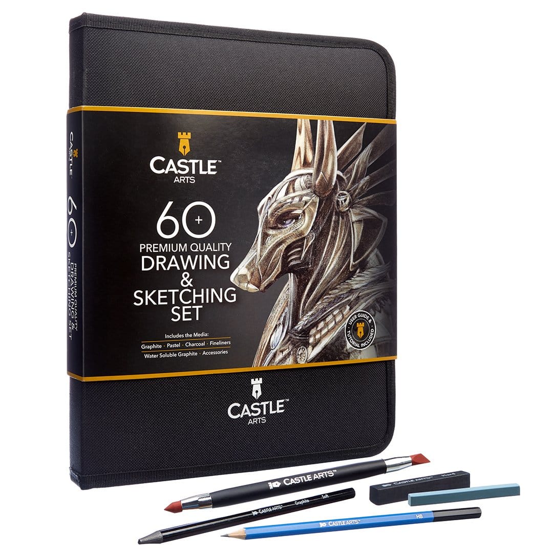 60 Pièces Dessin Et Croquis Crayons Graphite Ensemble D'art Dans Un Étui À Fermeture Éclair