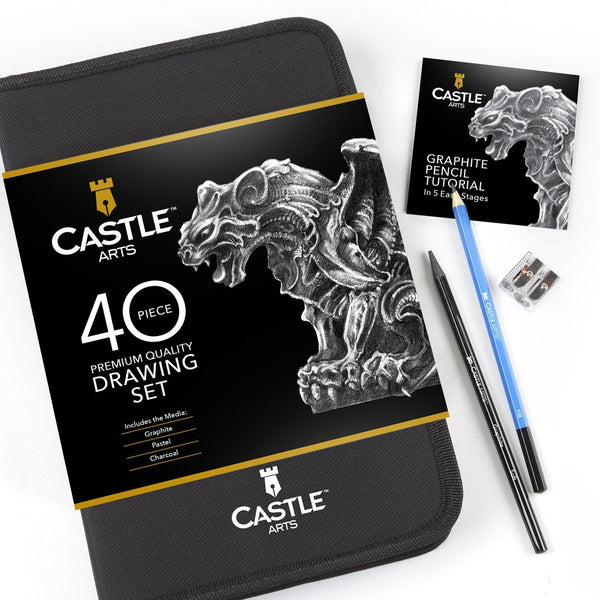 Castle Arts Ensemble de 60 crayons graphite pour dessin et croquis dans un étui zippé Castle Arts Ensemble de 60 crayons graphite pour dessin et croquis dans un étui zippé