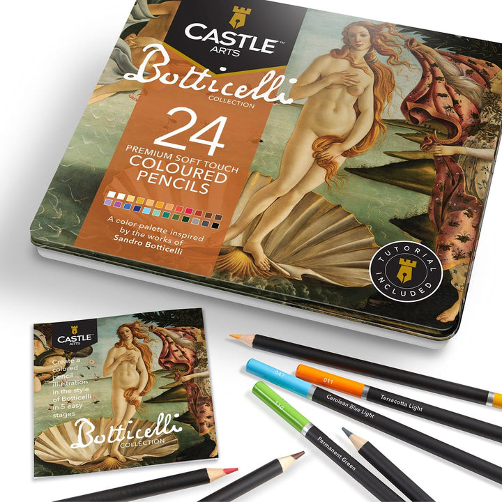 24 Pièces Crayons De Couleur Botticelli Dans Un Étui À Étain D'affichage