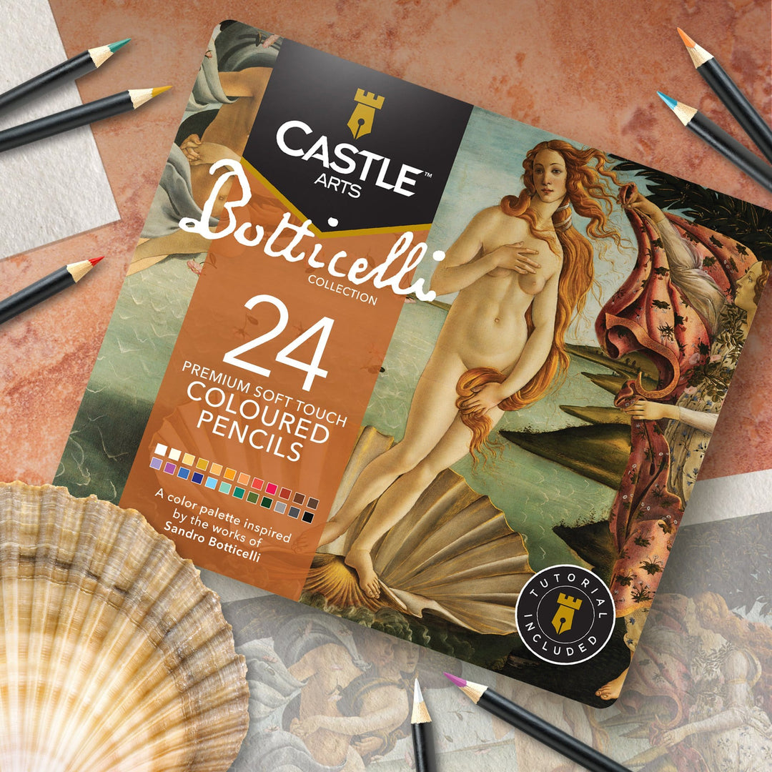 24 Pièces Crayons De Couleur Botticelli Dans Un Étui À Étain D'affichage