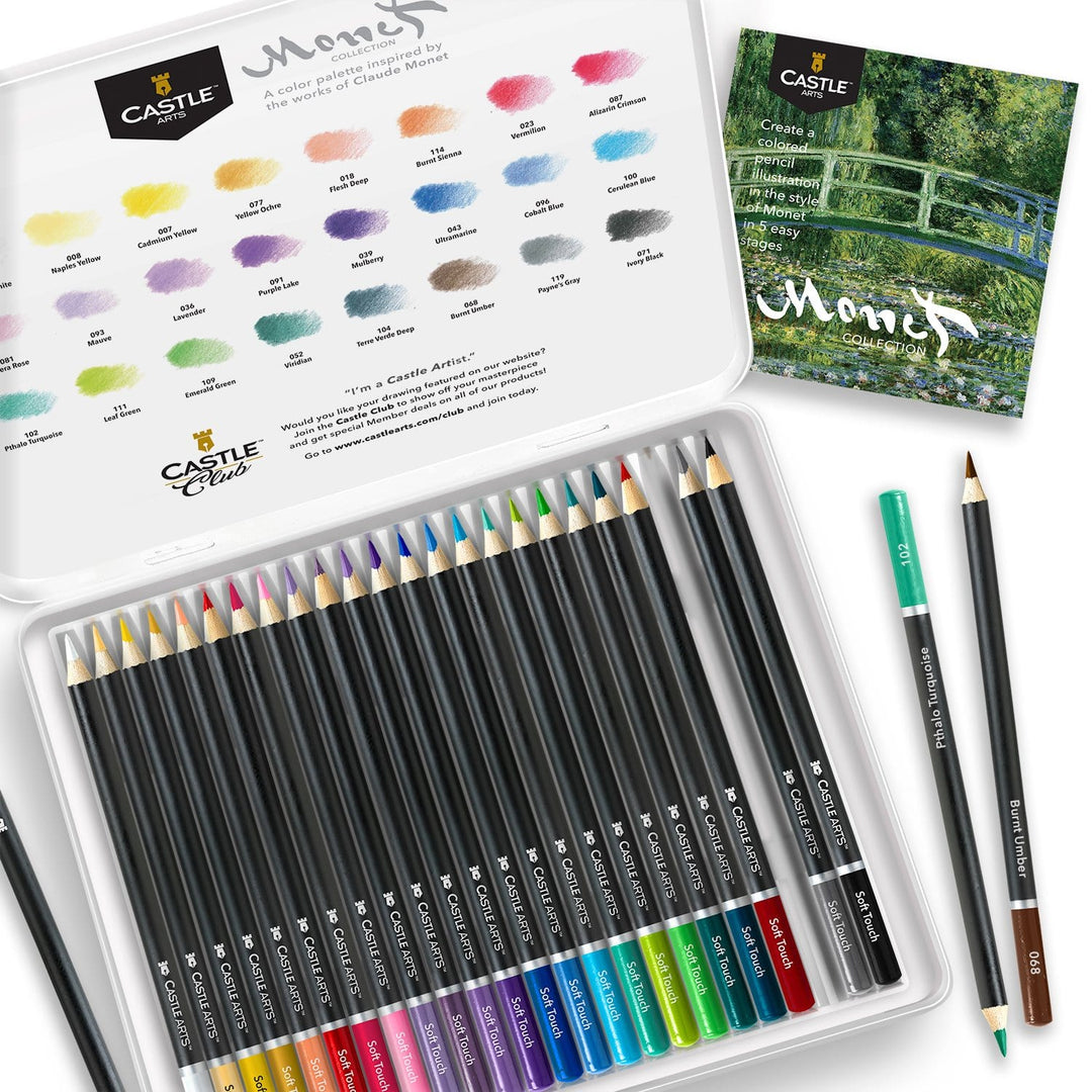 24 Pièces Crayons De Couleur Monet Dans Un Étui À Étain D'affichage
