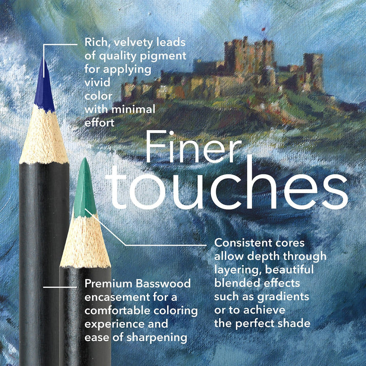 24 Pièces Crayons De Couleur Paysage Marin Dans Un Étui À Étain D'affichage