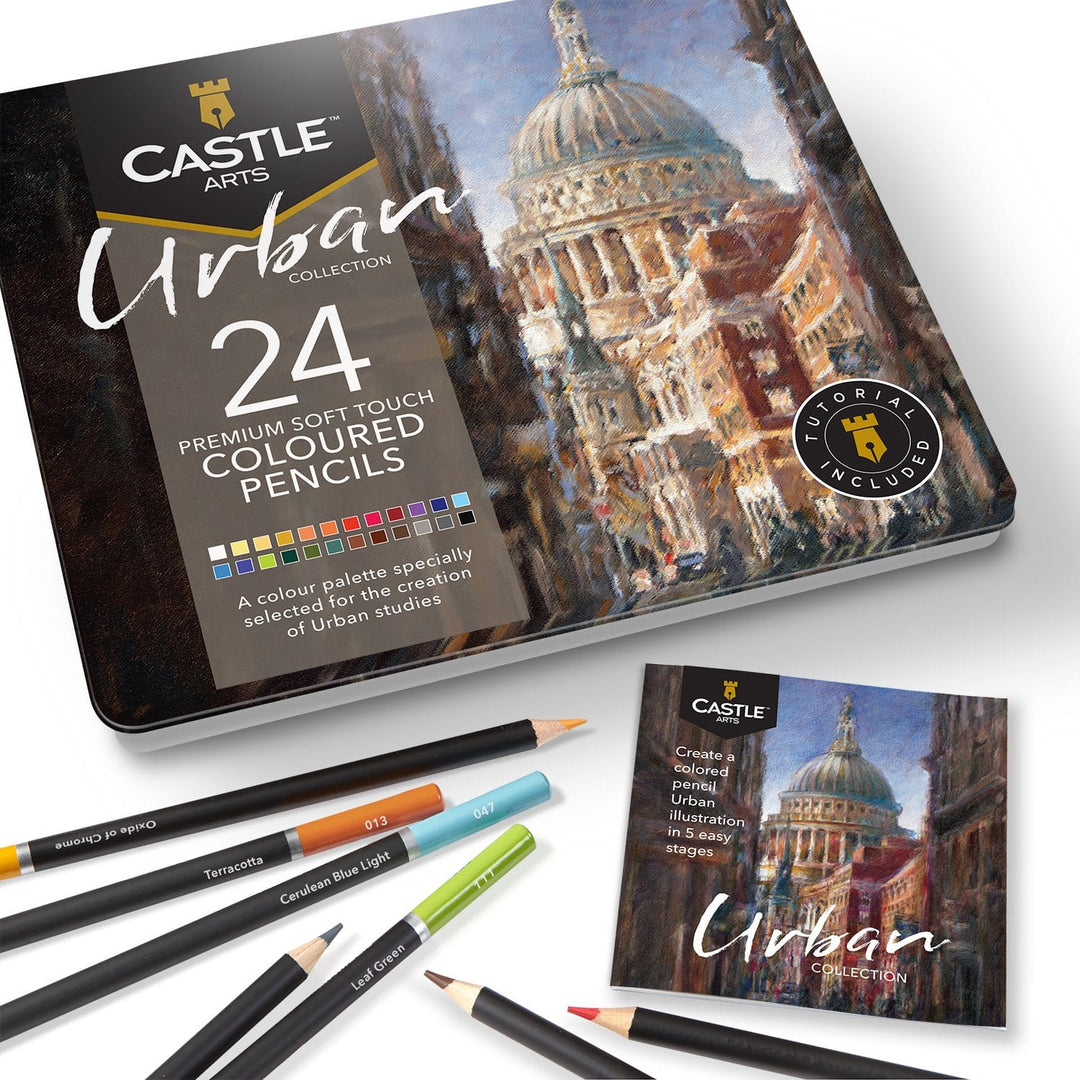 24 Pièces Crayons De Couleur Urban Dans Un Étui À Étain D'affichage